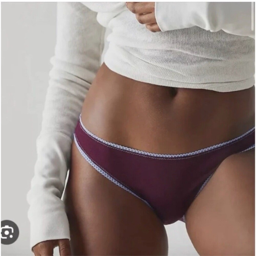 Intimately Free People NWT Picot Trim Purple Eggplant Panty Underwear Sz XS